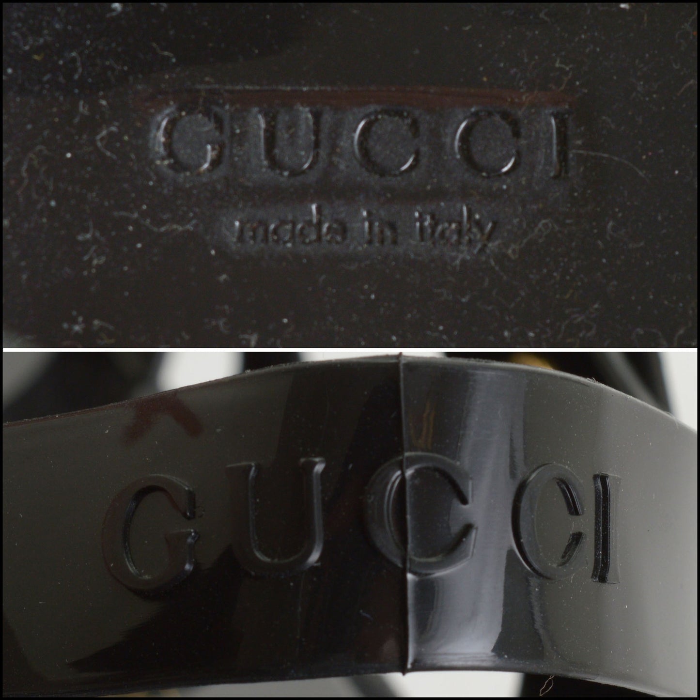 RDC14594 GUCCI Black Rubber GG Buckle Strap Sandals Size 37