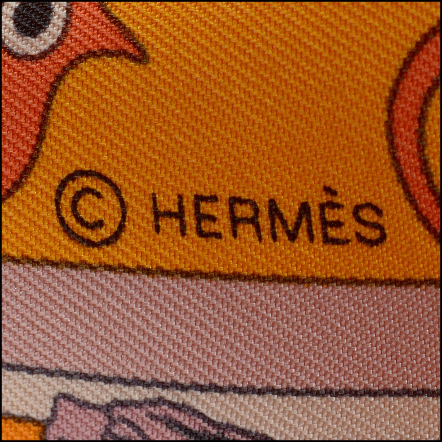 RDC15455 HERMES Orange Kachinas Silk Scarf 90cm Kermit Oliver