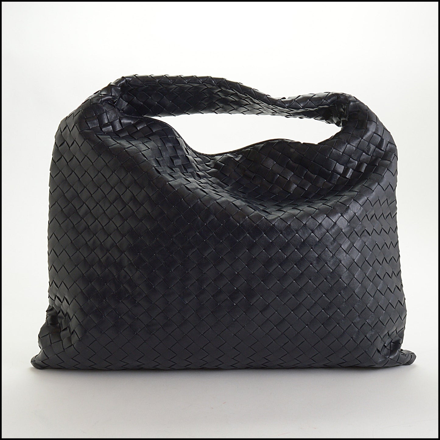 RDC14536 BOTTEGA VENETA Dark Navy Inrecciato Calfskin Large Hop Bag