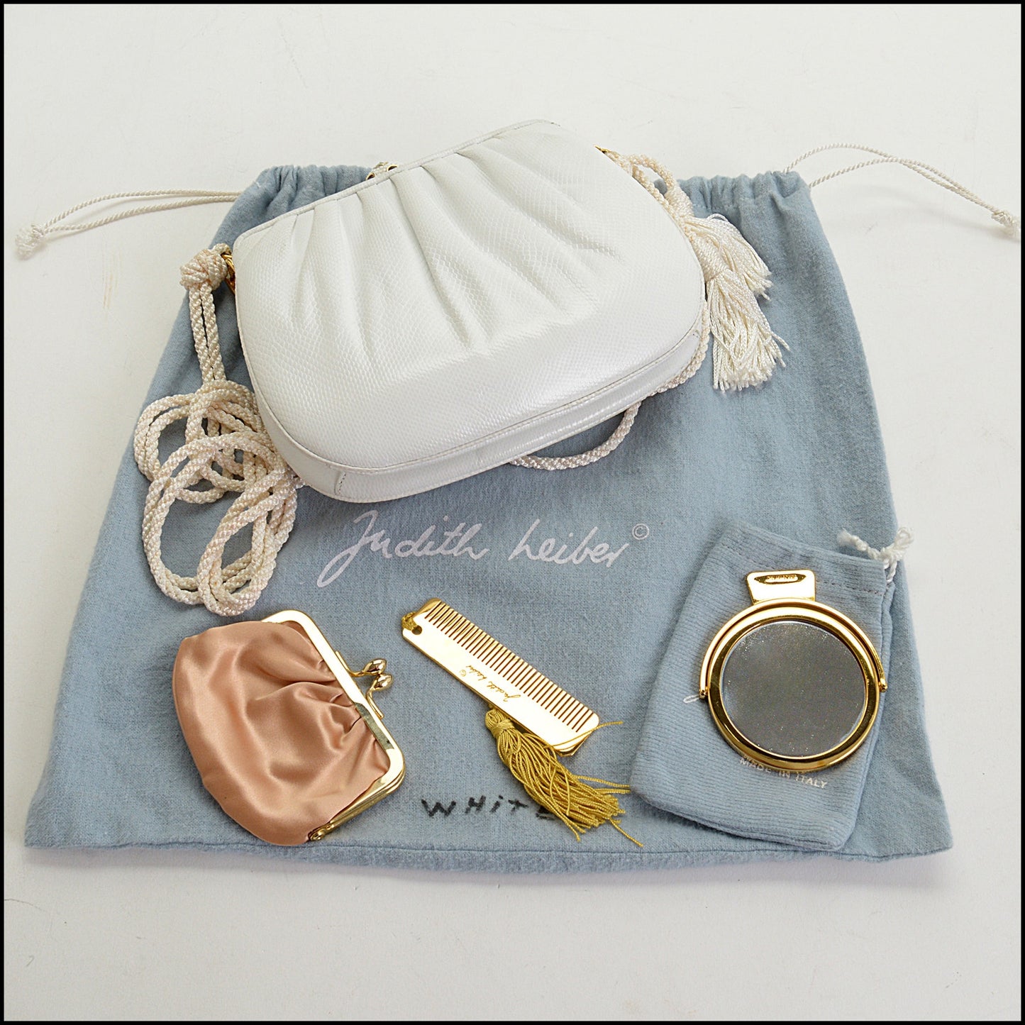 RDC14973 JUDITH LEIBER White Karung Evening Bag