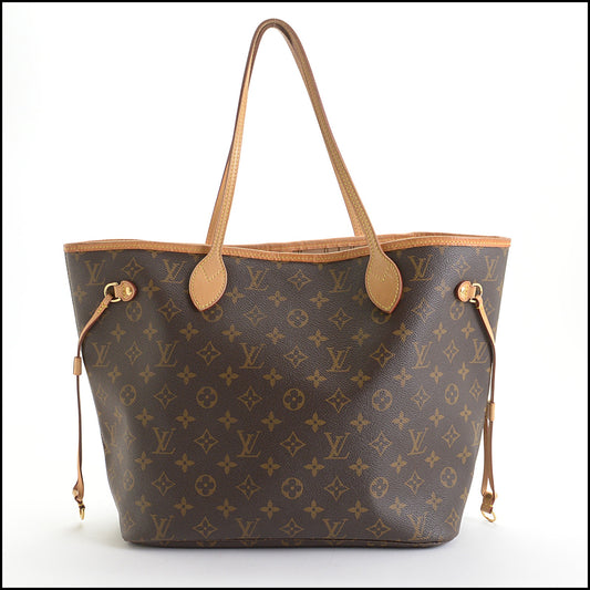 RDC14140 Authentic LOUIS VUITTON '20 Brown Monogram Canvas Neverfull MM Tote Bag