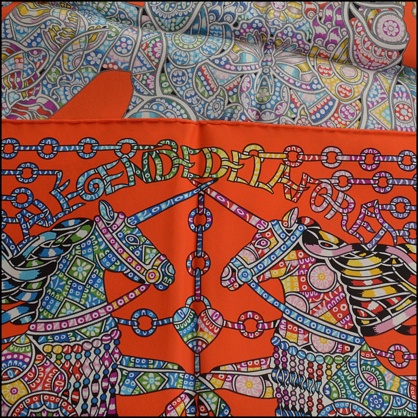 RDC15459 HERMES '20/21 Orange "La Legende de la Foret" Silk Scarf 90cm
