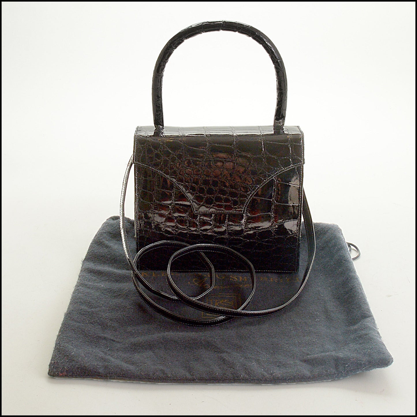 RDC15378 KLEINBERG SHERRILL Black Patent Leather Alligator Bag