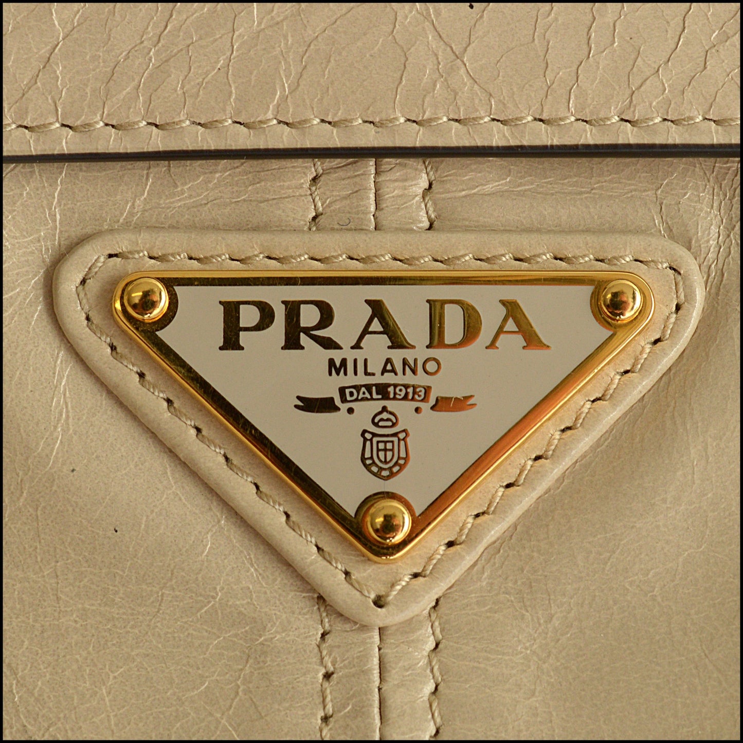 RDC15302 PRADA Travertine Leather Large Bonnie Bag