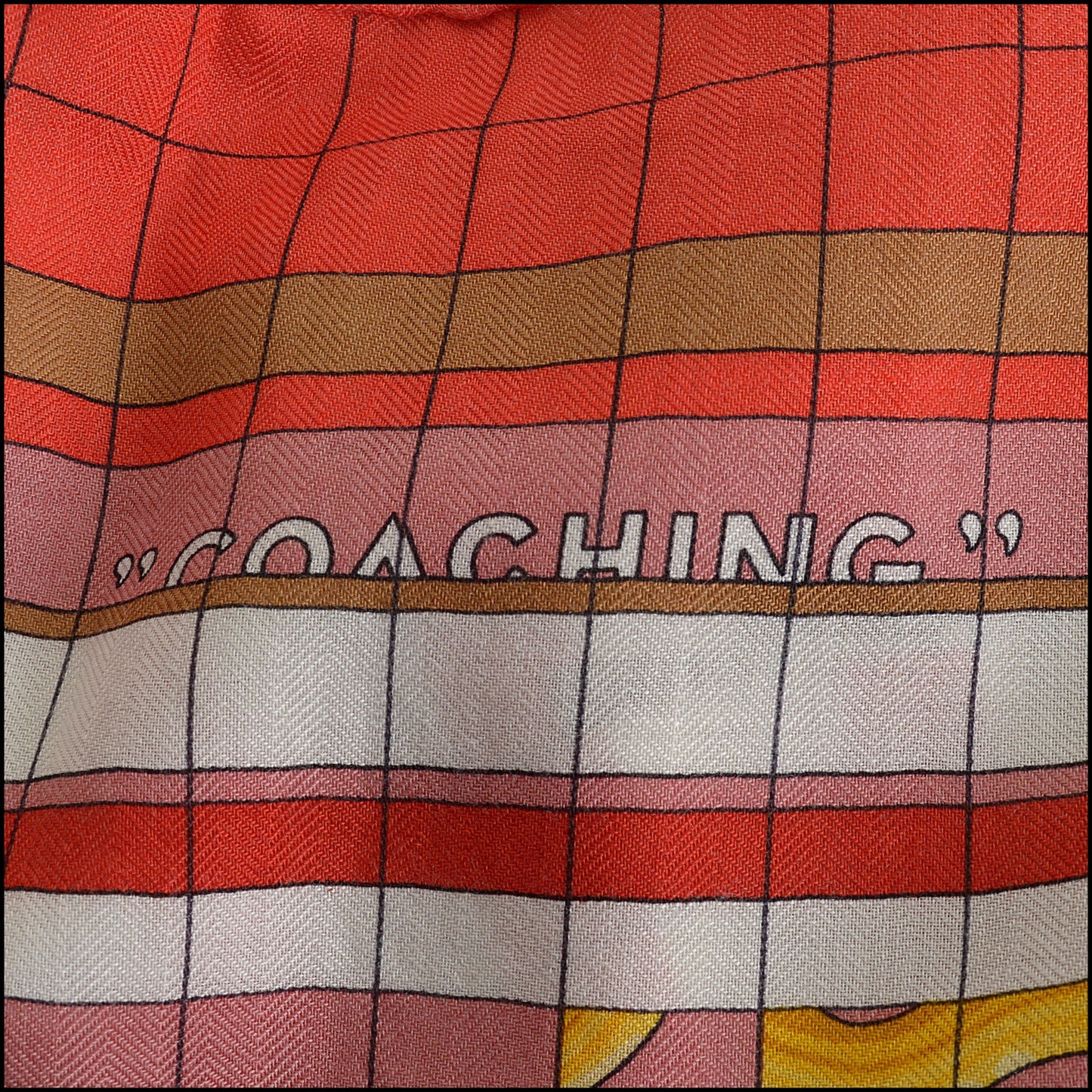RDC14918 HERMES 2024 Red/White/Multi "Coaching Deja Vu" Cashmere/Silk 140 Shawl