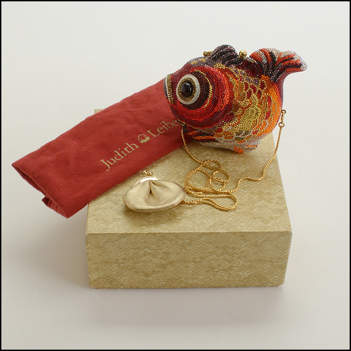 RDC15249 JUDITH LEIBER Red Koi Fish Minaudiere Bag