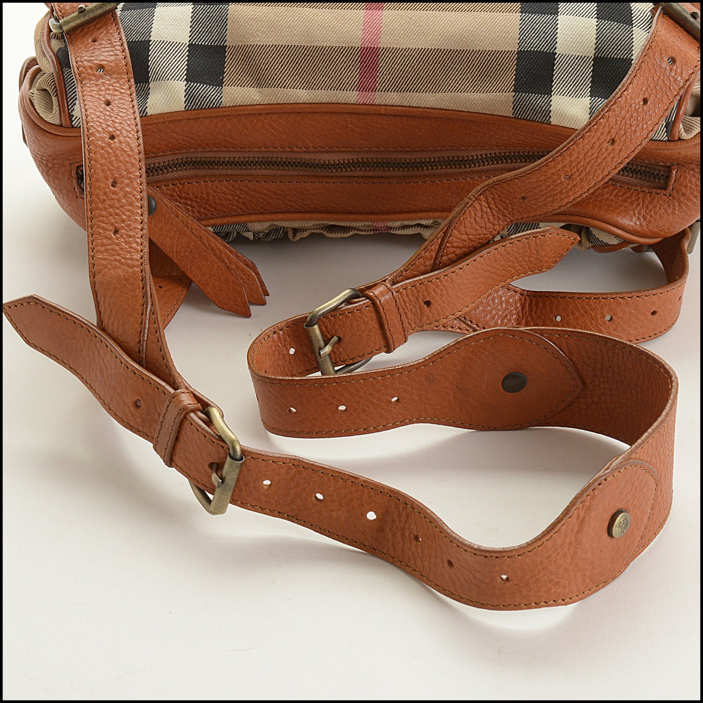 RDC15560 BURBERRY Beige Prorsum House Check Canvas and Leather East West Shoulder Bag