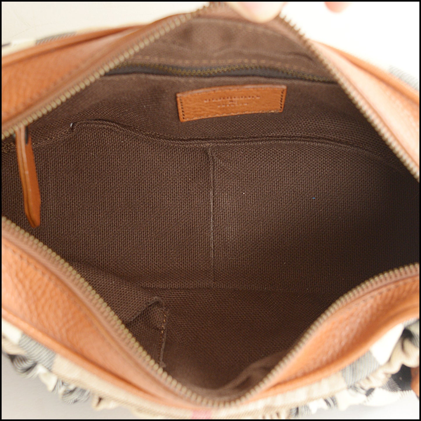 RDC15560 BURBERRY Beige Prorsum House Check Canvas and Leather East West Shoulder Bag