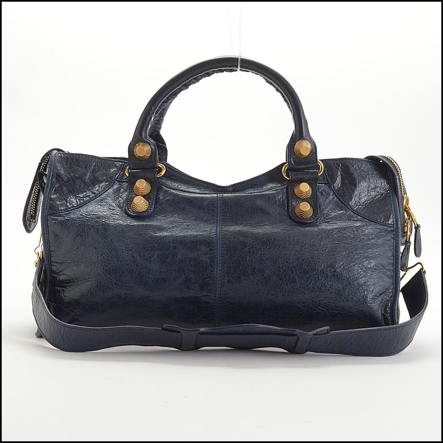 RDC14509 BALENCIAGA FW '08 Marine Dark Blue 21 Giant Gold Hardware Part Time Bag