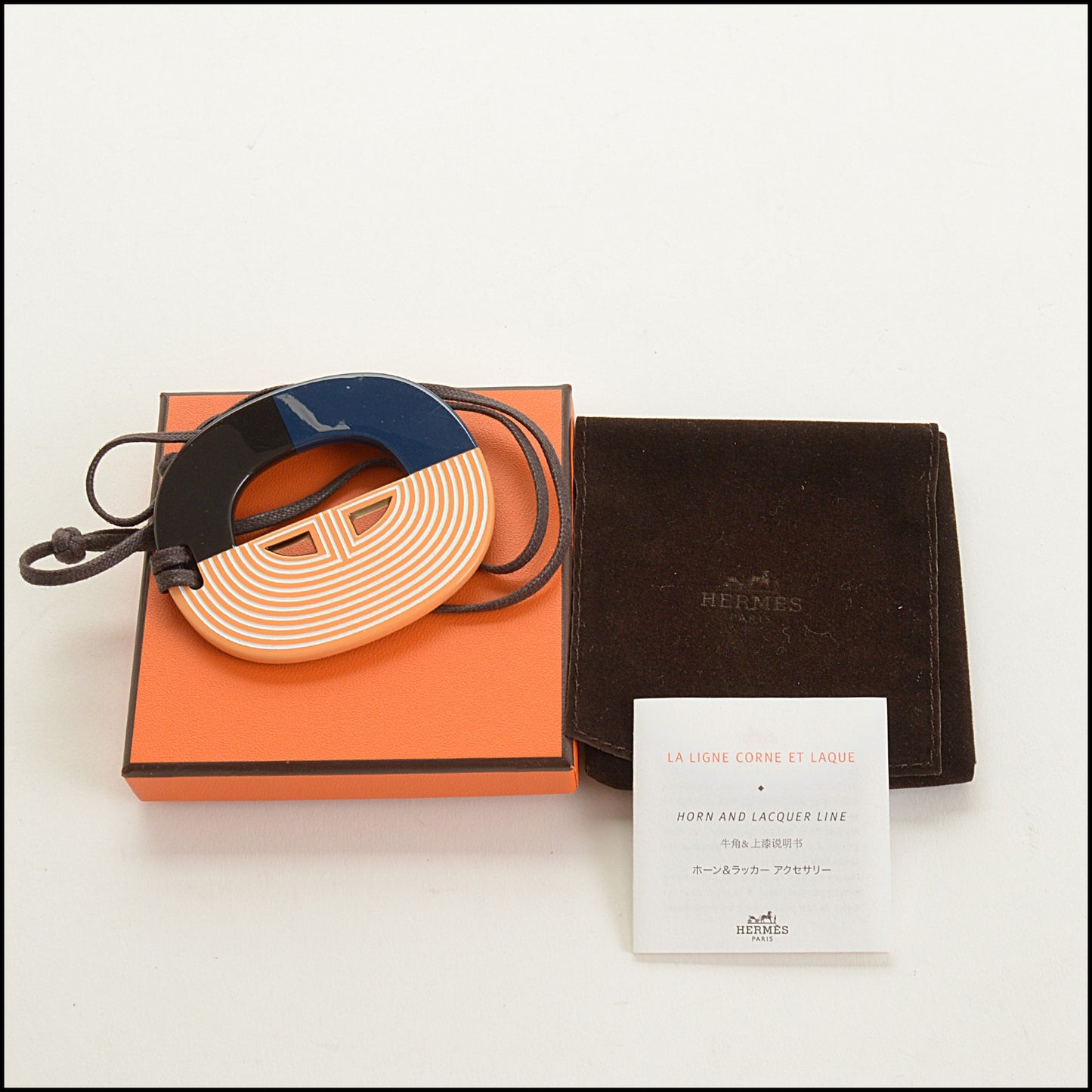 RDC15528 HERMES Horn and Lacquer Isthme Cord Necklace