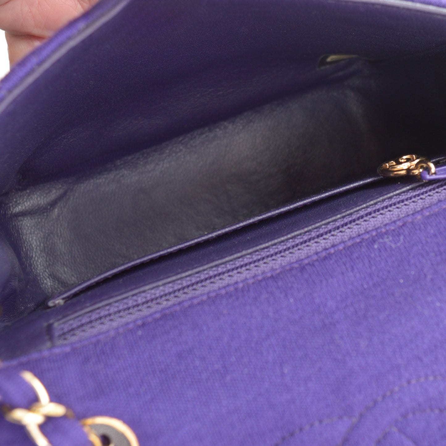 RDC14966 CHANEL '00-02 Purple Jersey Classic Square Mini Flap Bag