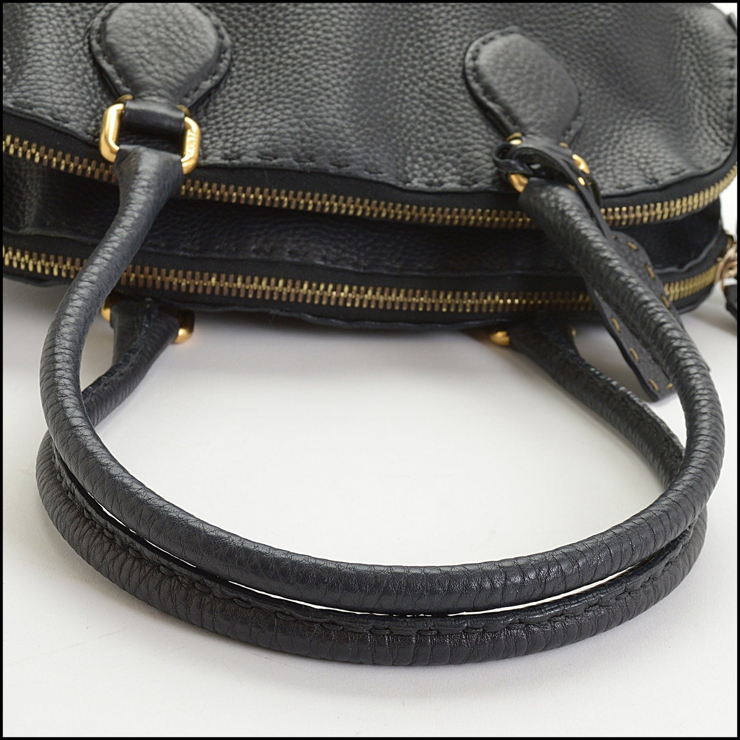 RDC14493 Fendi Selleria Black Pebbled Leather Dome Bag