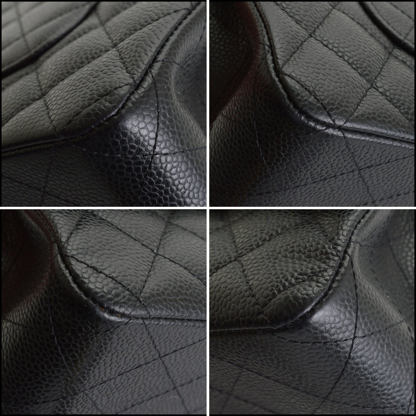 RDC15013 CHANEL '10 Black Caviar Leather Classic 11.12 Double Flap Bag