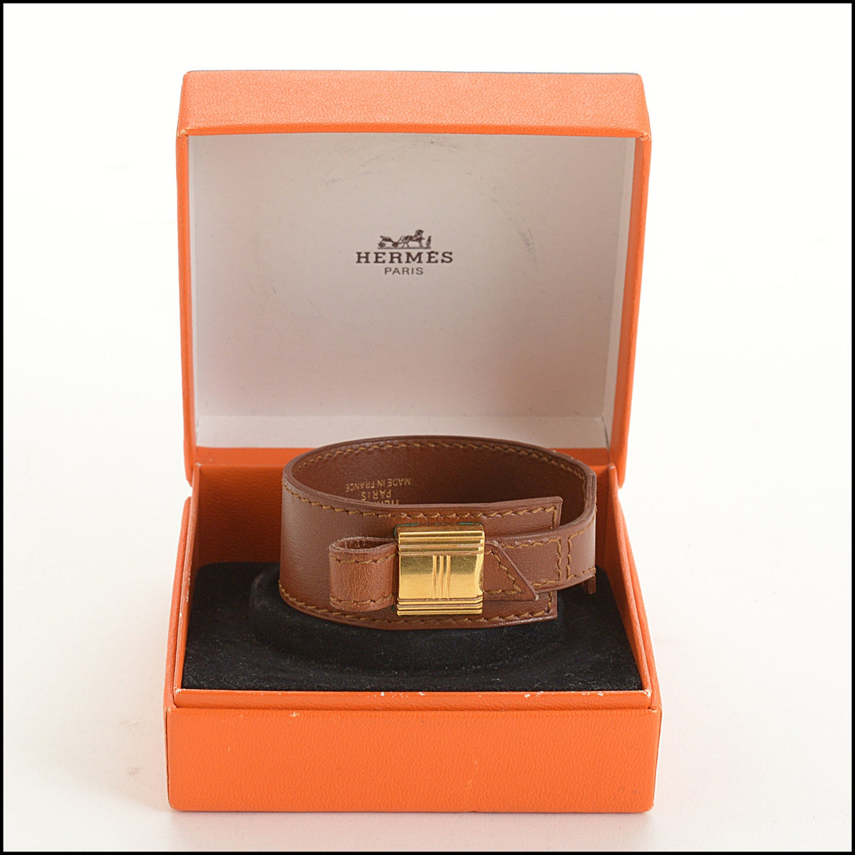RDC15673 HERMES Brown Leather Artemis Bracelet