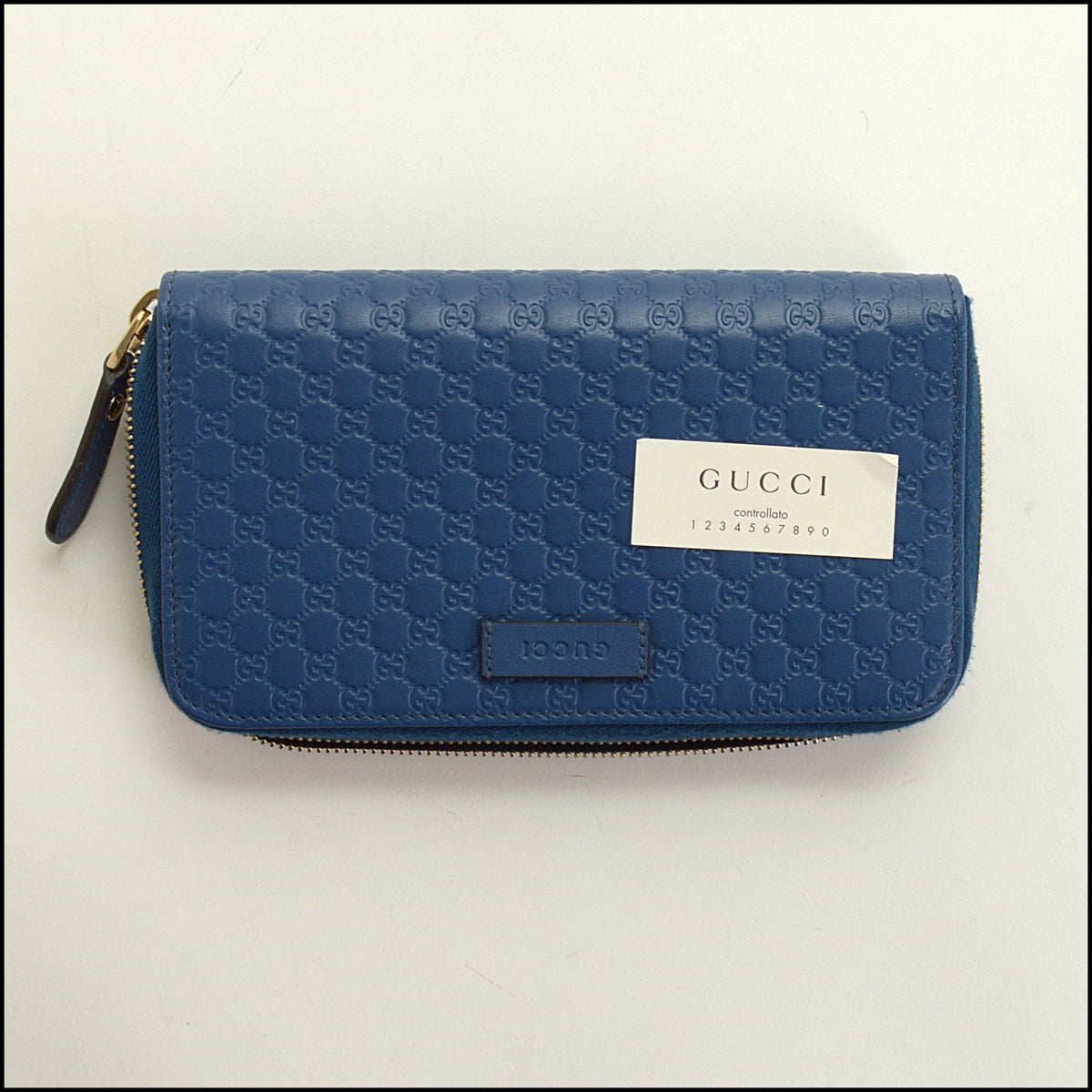 RDC15721 GUCCI Blue Micro GG Guccissima Leather Zip Around Wallet
