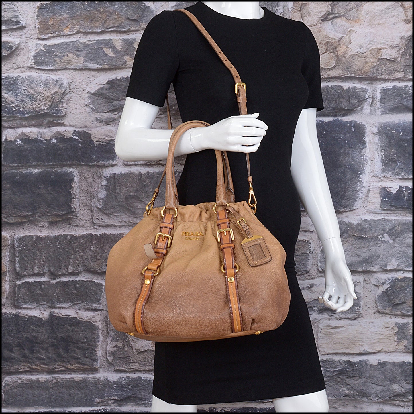 RDC15504 PRADA 2009 Brown Ombre Deerkskin Cervo Tote Bag