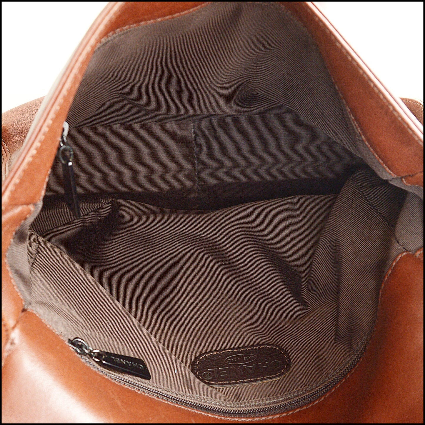 RDC15010 CHANEL '97/'99 Brown Leather CC Turn Lock Saddle Flap Bag