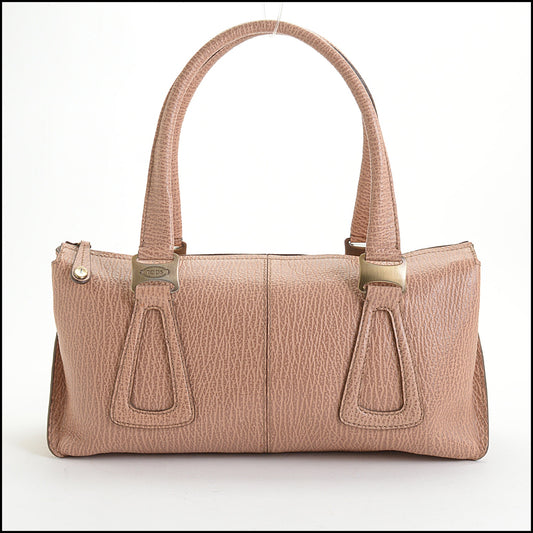 RDC14366 Authentic TOD'S Bi-color Nude Leather Handbag
