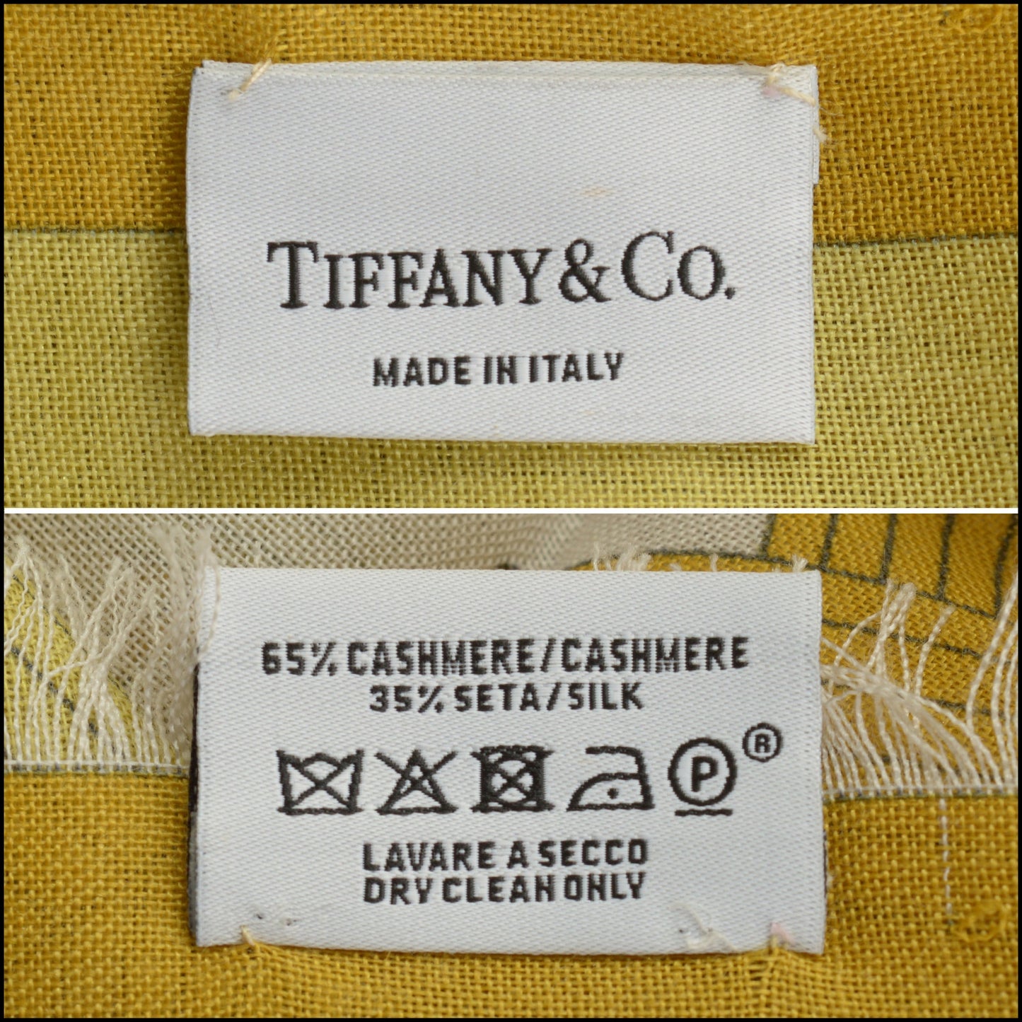 RDC15222 TIFFANY & CO. Yellow Giant T Silk and Cashmere Stole 140cm