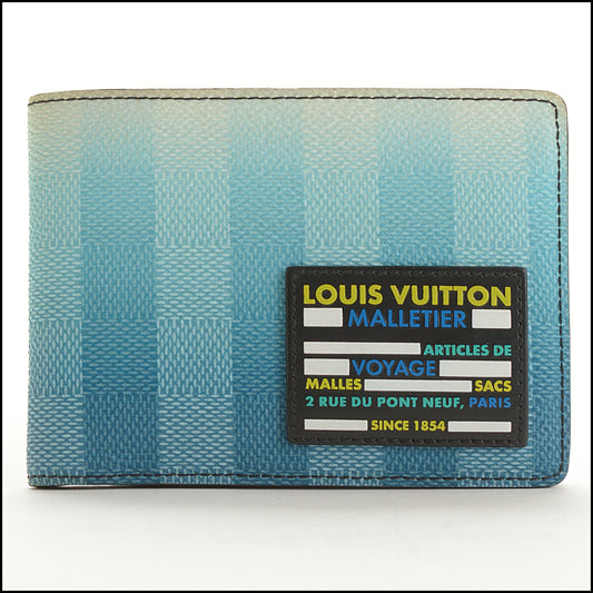 RDC15519 LOUIS VUITTON Blue Damier Stripes Multiple Wallet