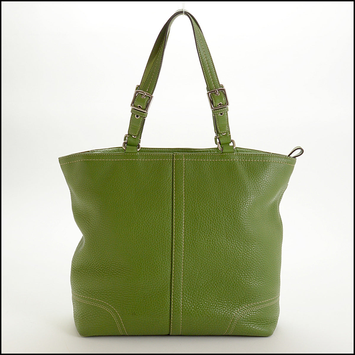 RDC15654 COACH 1990's Green Hamilton Pebbled Leather Lunch Tote Bag