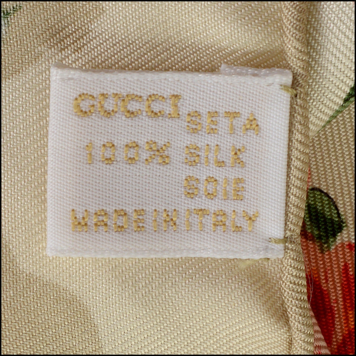 RDC14888 GUCCI Vintage Cream/Beige Floral Logo Silk Scarf