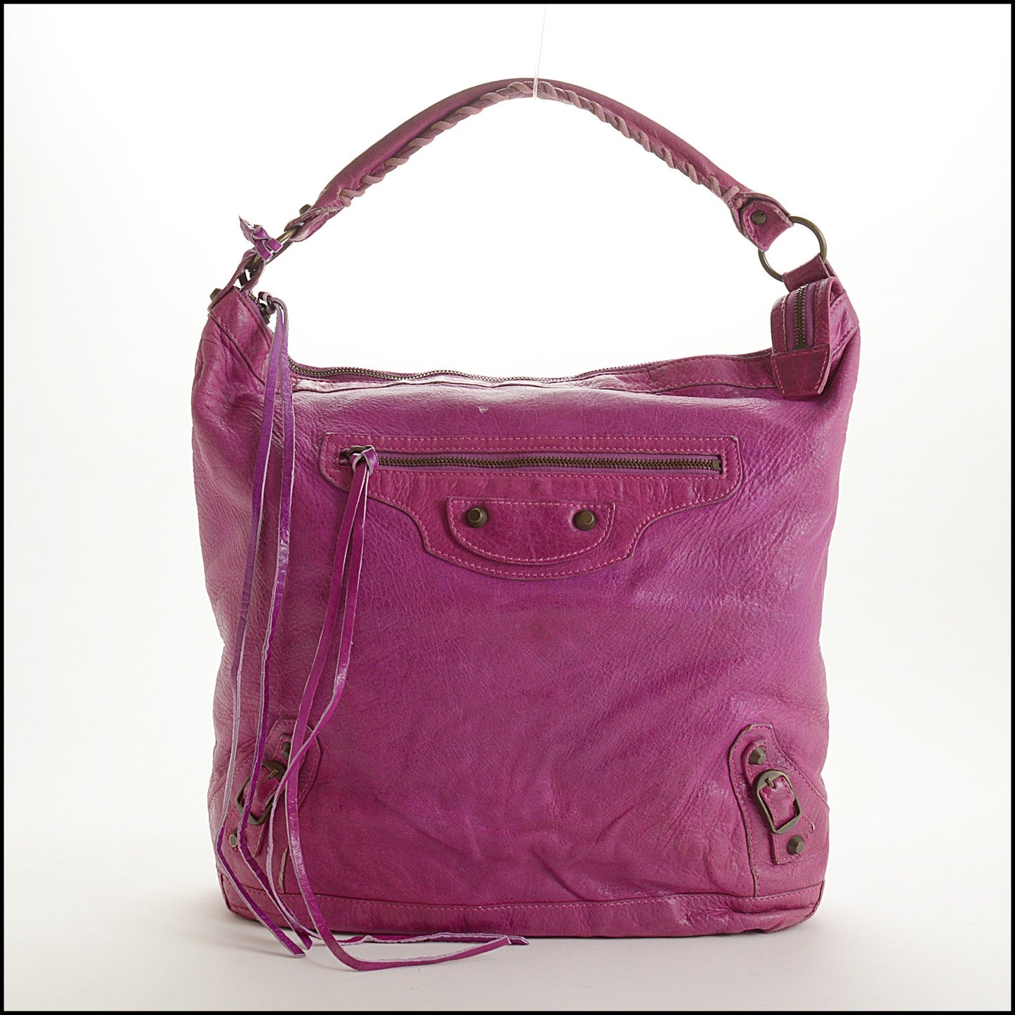 RDC15527 BALENCIAGA 2005 Magenta Pink/Purple Chevre Leather Day Hobo Bag