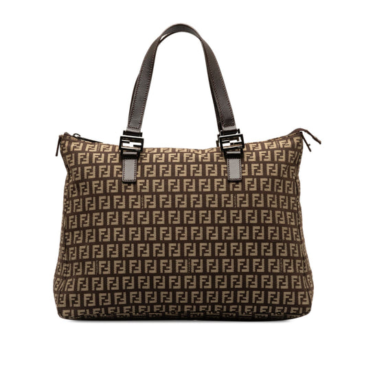 RDC13881 Authentic FENDI Vintage '04 Brown Canvas Zucchino FF Tote Bag