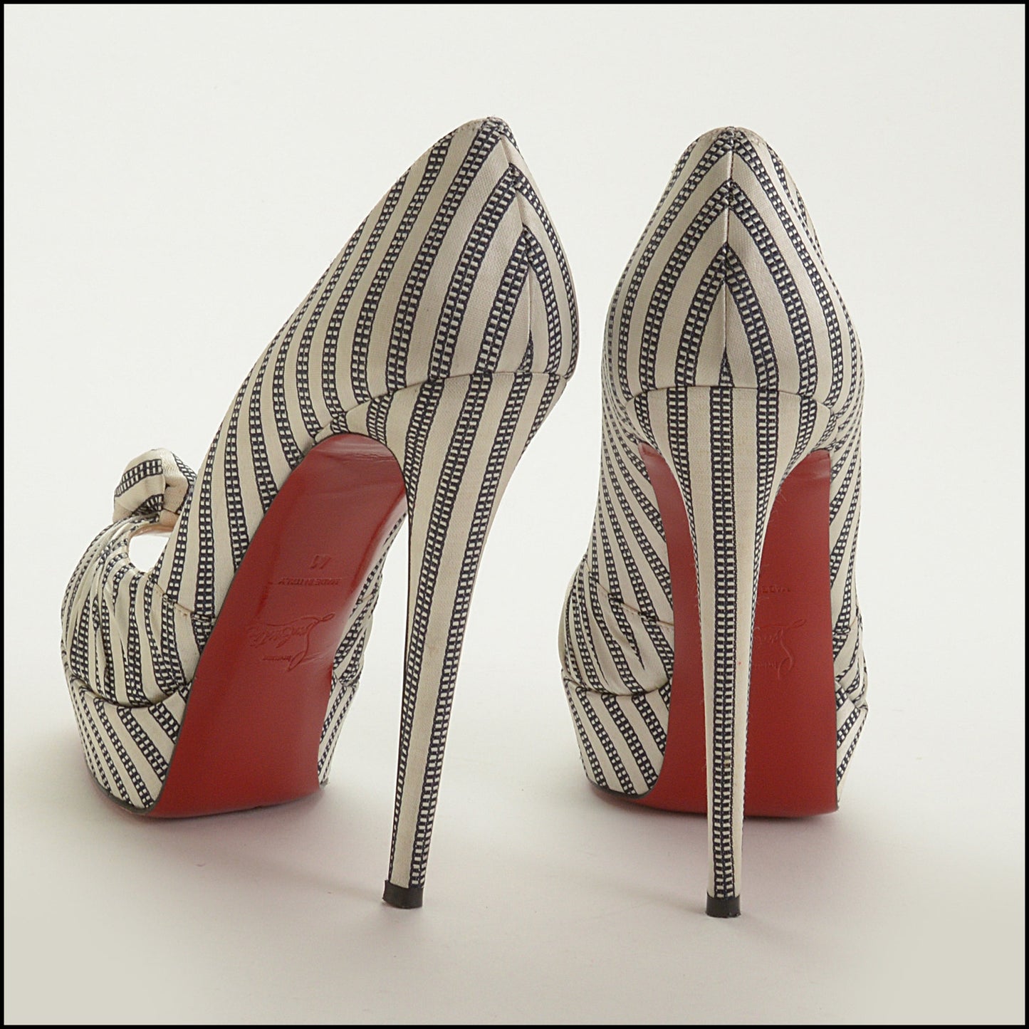 RDC15538 CHRISTIAN LOUBOUTIN Black/White Damas Greissimo Peeptoe Pump Size 41