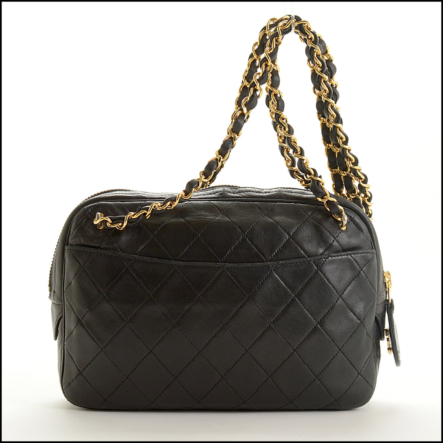 RDC15463 CHANEL 1986-91 Vintage Black Lambskin Quilted Camera Bag