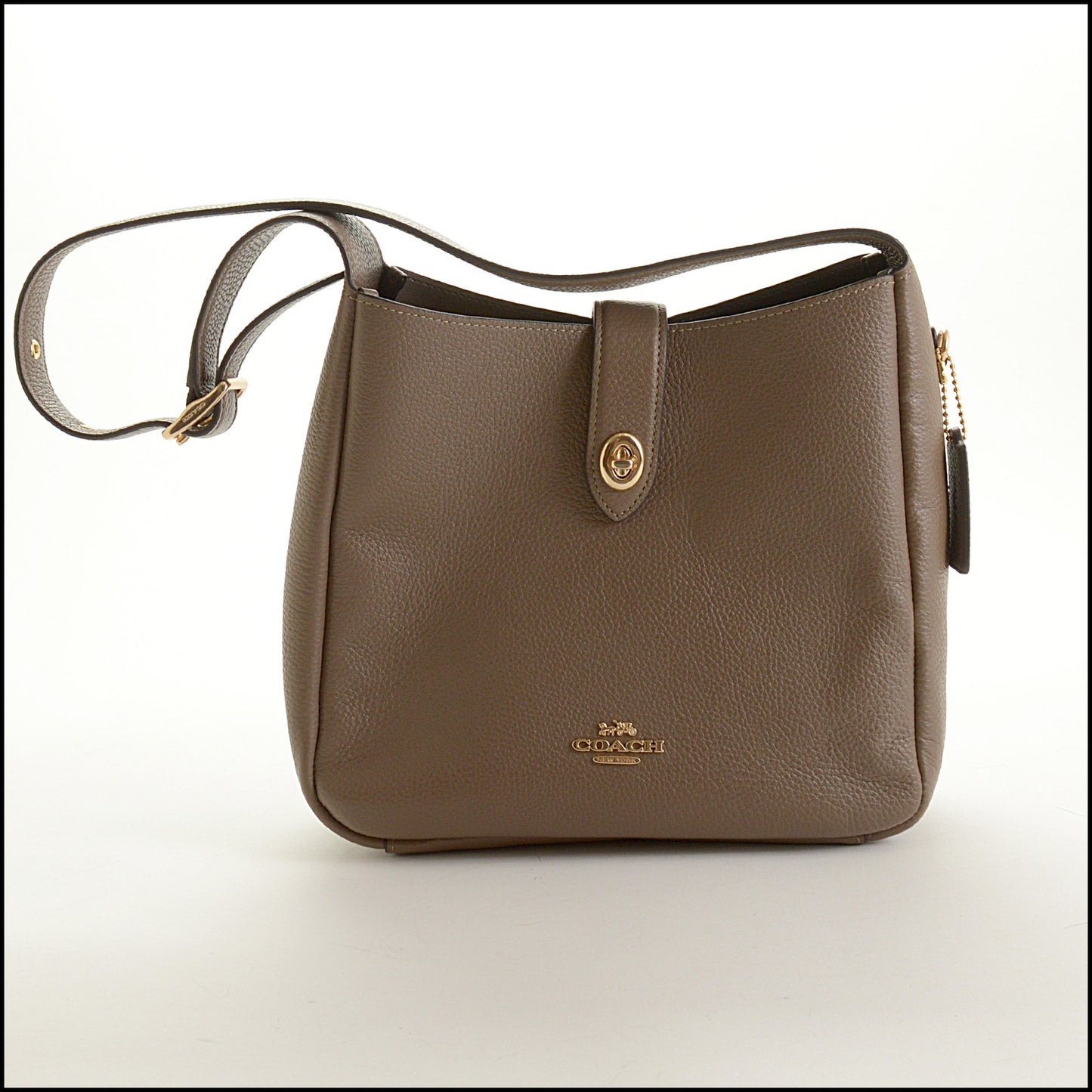 RDC15495 COACH Taupe Pebbled Leather Hadley Shoulder Bag