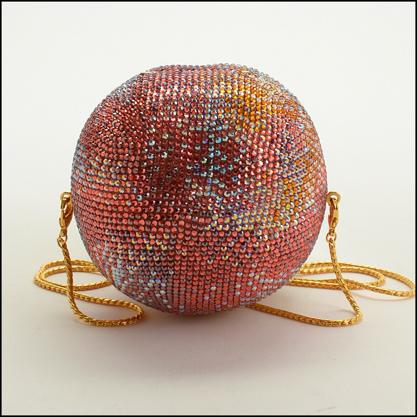 RDC15246 JUDITH LEIBER Pink Peachy Apple Crystal Minaudiere Bag