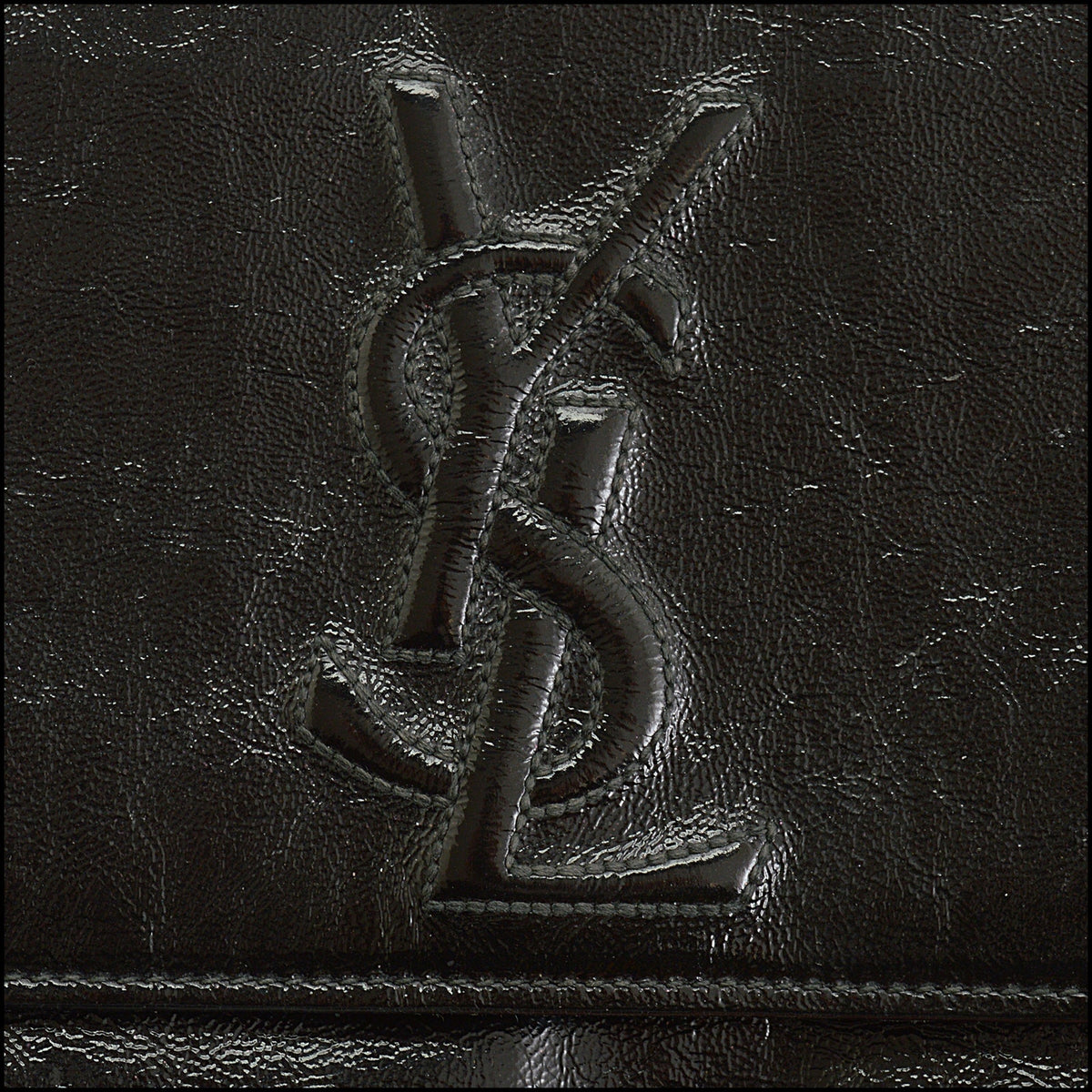 RDC15703 YVES SAINT LAURENT Vintage YSL BLack Crinkle Patent Leather Belle de Jour