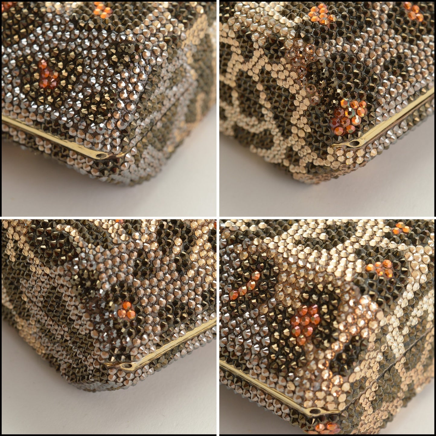 RDC15267 JUDITH LEIBER Leopard Crystal Box Minaudiere Bag