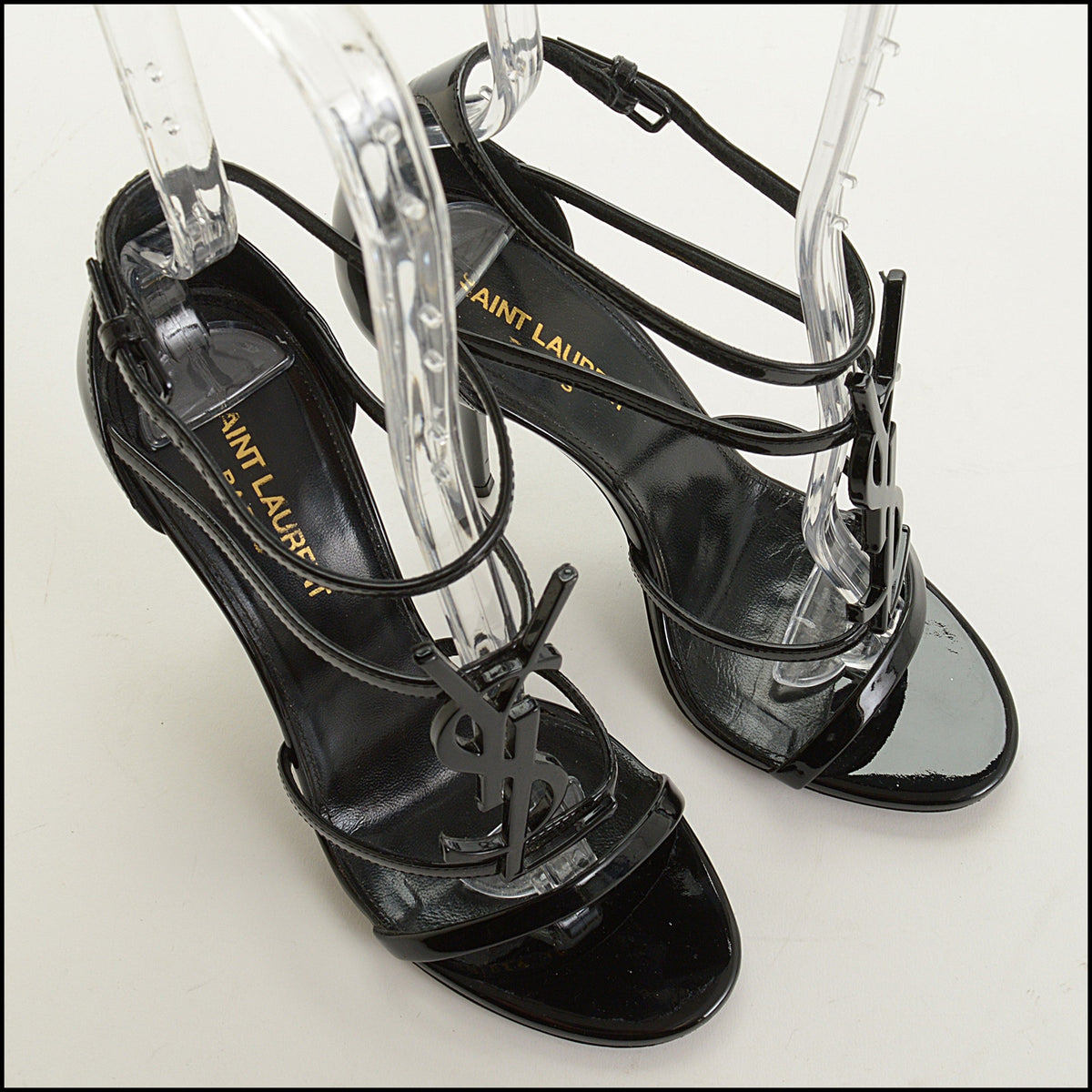 RDC15705 SAINT LAURENT YSL Black Cassandre 100 Heels Size 37