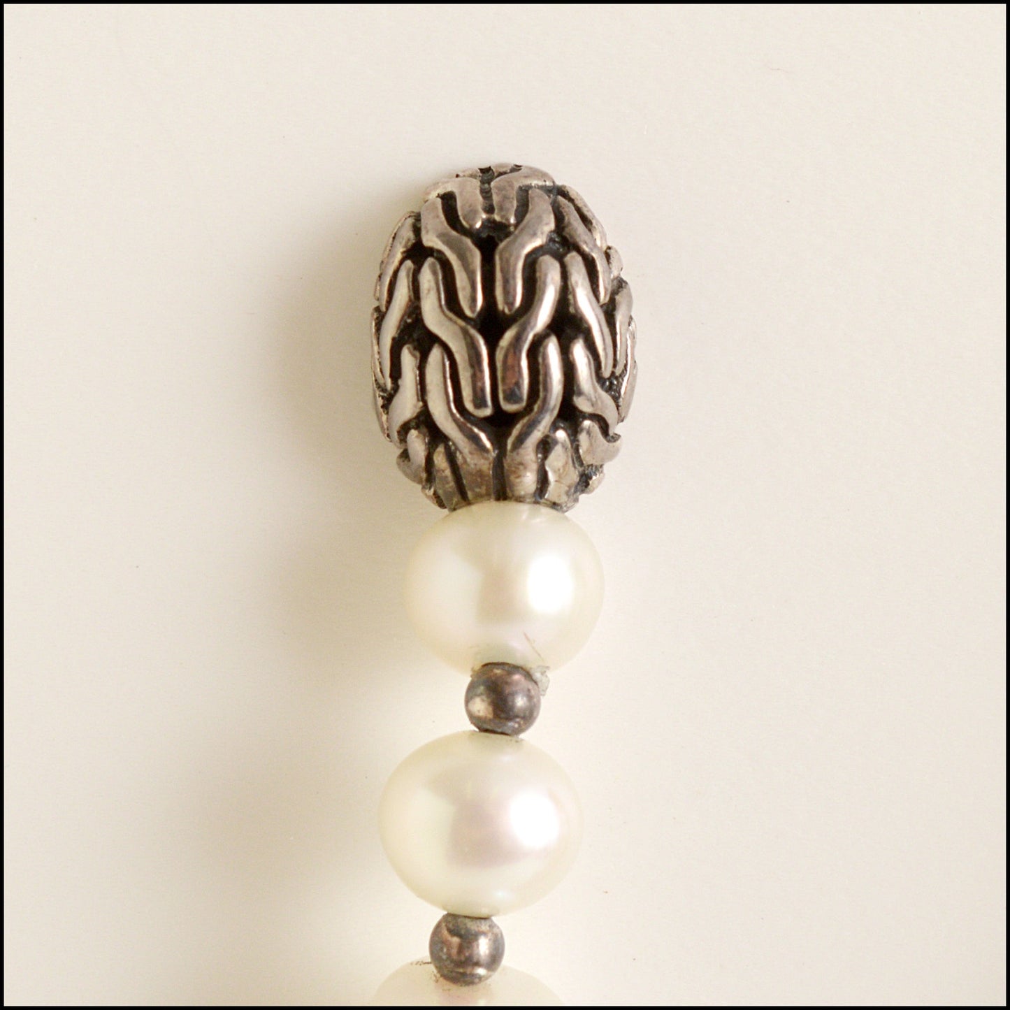 RDC15449 JOHN HARDY Fresh Water Baroque Pearl Dangle Silver Post Earrings