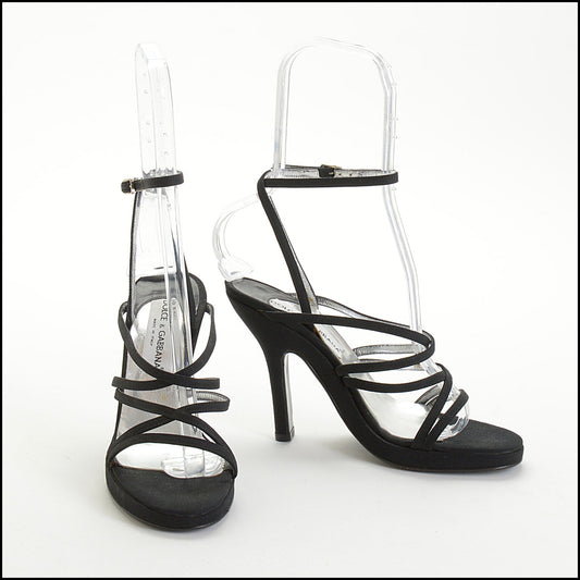 RDC14672 DOLCE & GABBANA Black Fabric Strappy Heels
