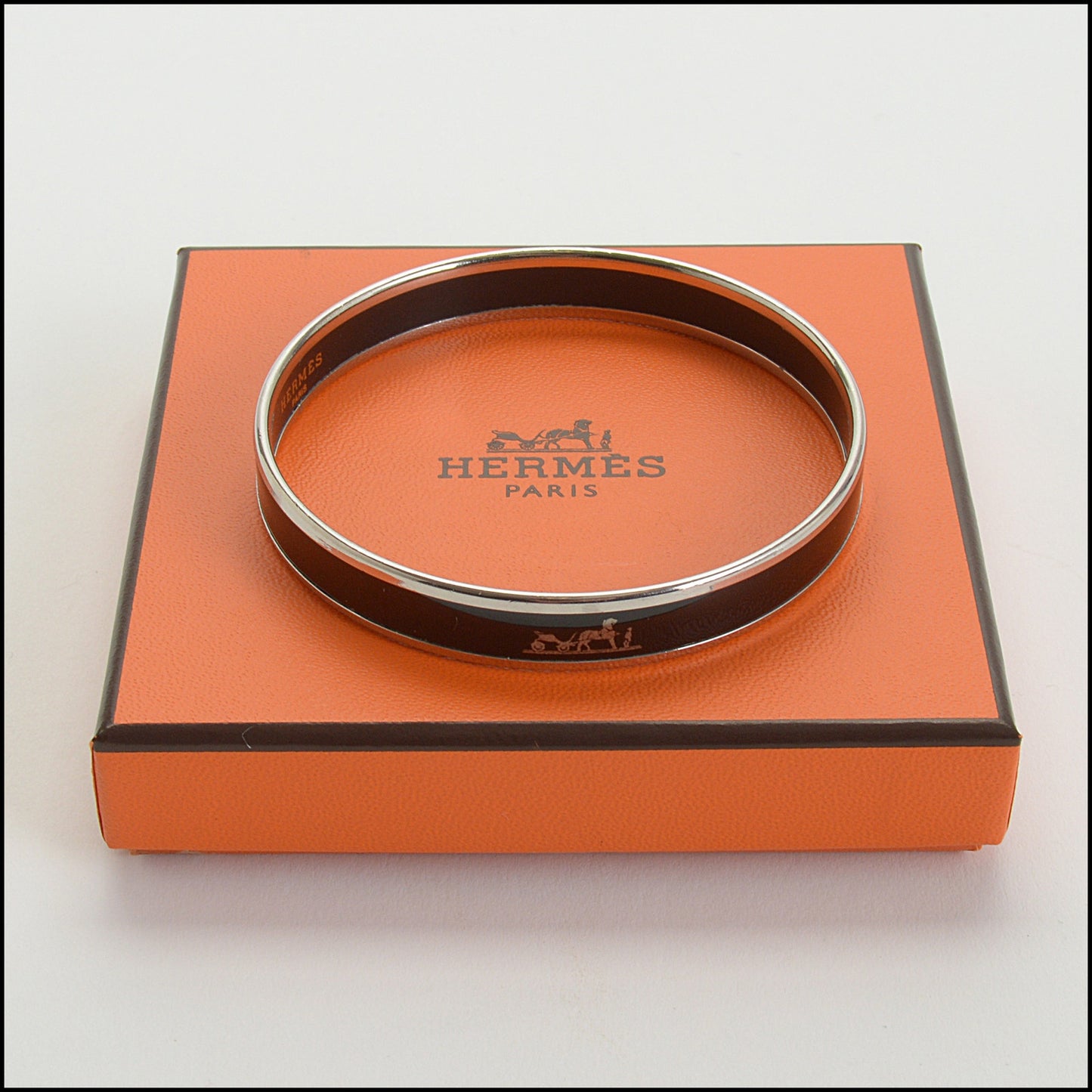 RDC14442 Hermes Ex Libris Black & Silver Bangle Size Small/65