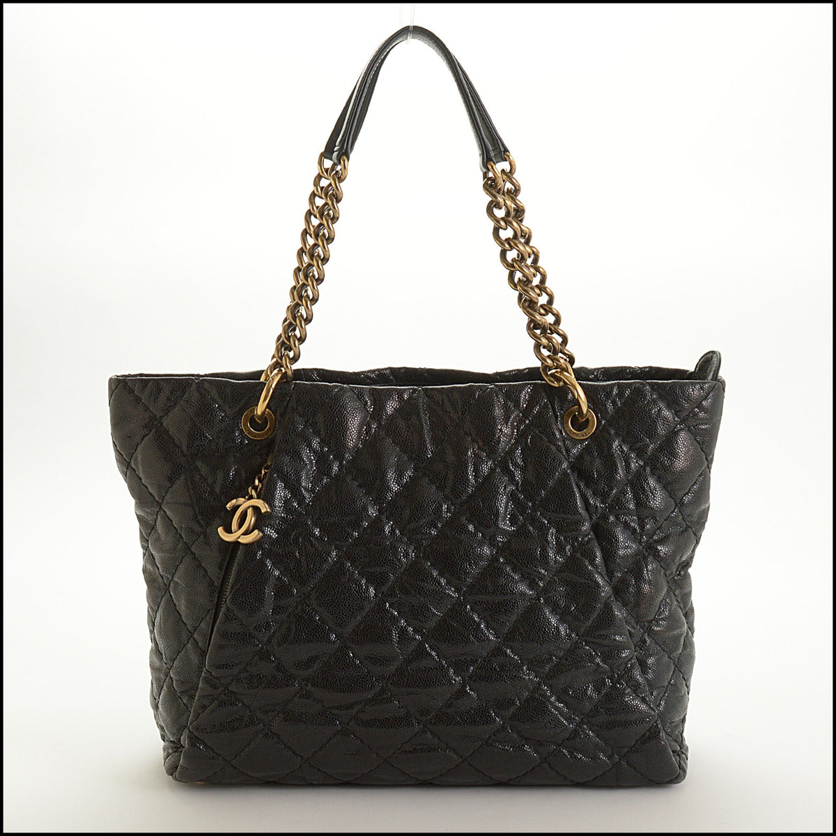 RDC15639 CHANEL 2011-2012 Black Caviar Leather Coco Pleats Tote Bag