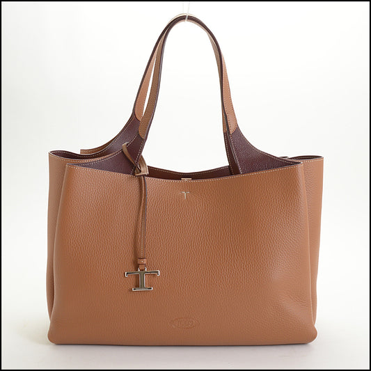 RDC14933 TOD'S Brow/Burgundy Leather Mancini Media Tote Bag