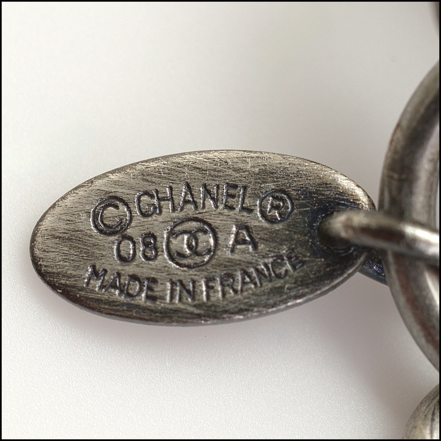 RDC14935 CHANEL Silver Medallion Chain Belt Size 90