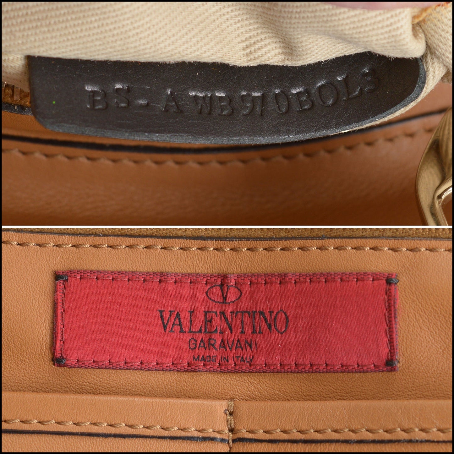 RDC14548 VALENTINO GARAVANI Tan Leather Rockstud Tote Bag