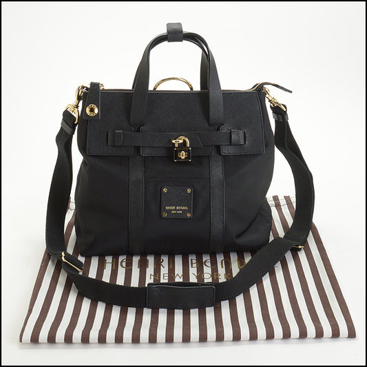 RDC14818 HENRI BENDEL Black Nylon Jetsetter Convertible Backpack Tote Bag