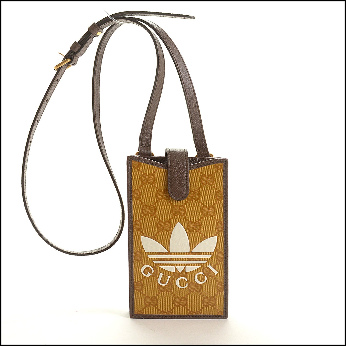 RDC15420 GUCCI x ADIDAS Brown Supreme Canvas Cell Phone Holder