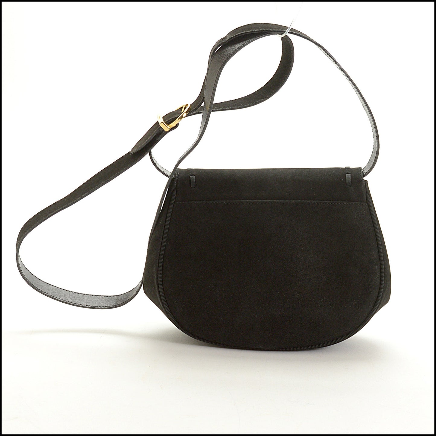 RDC15075 SALVATORE FERRAGAMO Black Suede & Leather Crossbody Bag