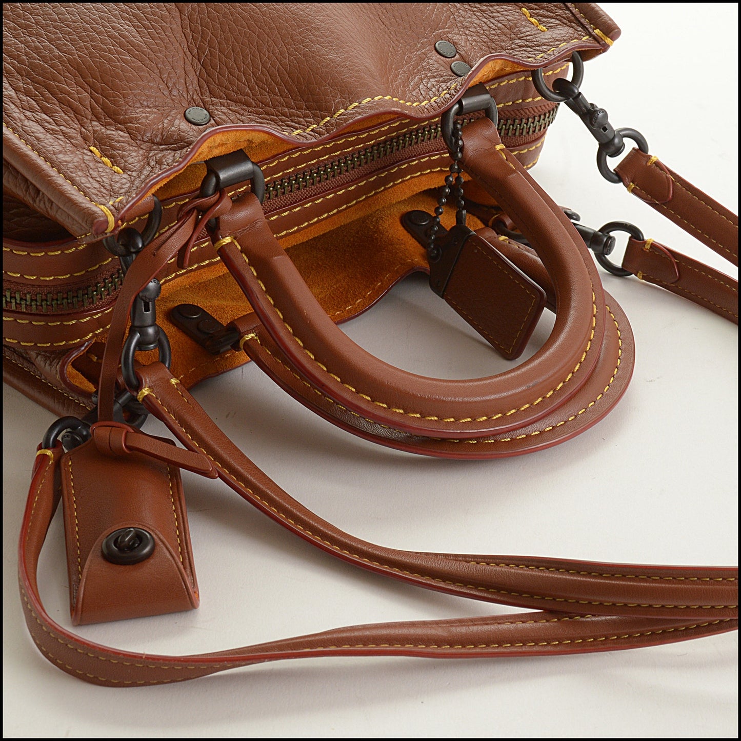 RDC15570 COACH Brown Leather Saffron Suede Rogue 25 Handbag