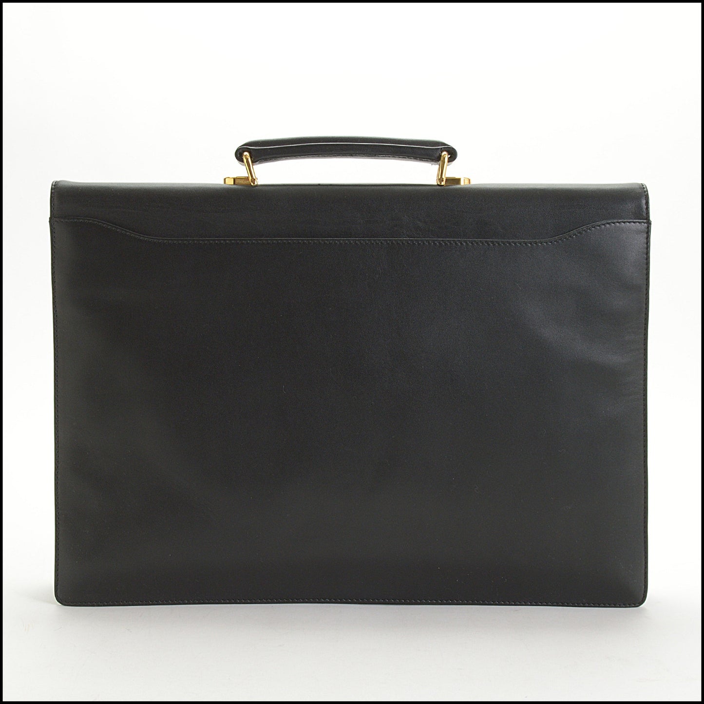 RDC14938 DUNHILL Vintage 90s Black Leather Locking Briefcase