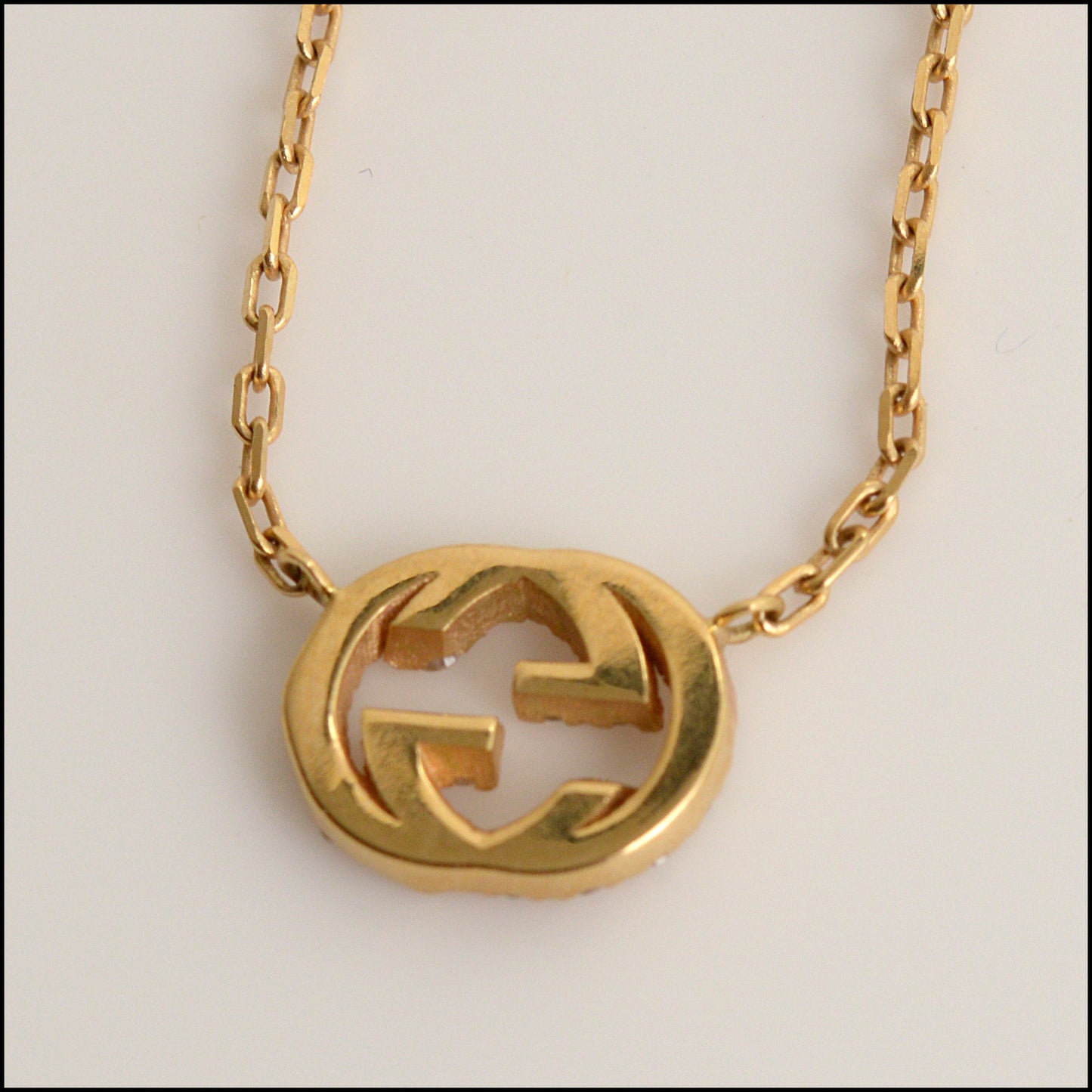 RDC15552 GUCCI 18k Gold Diamond Interlocking G Necklace