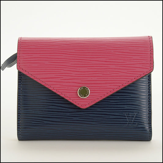 RDC15617 LOUIS VUITTON '17 Pink/Navy Epi Leather Victorine Wallet