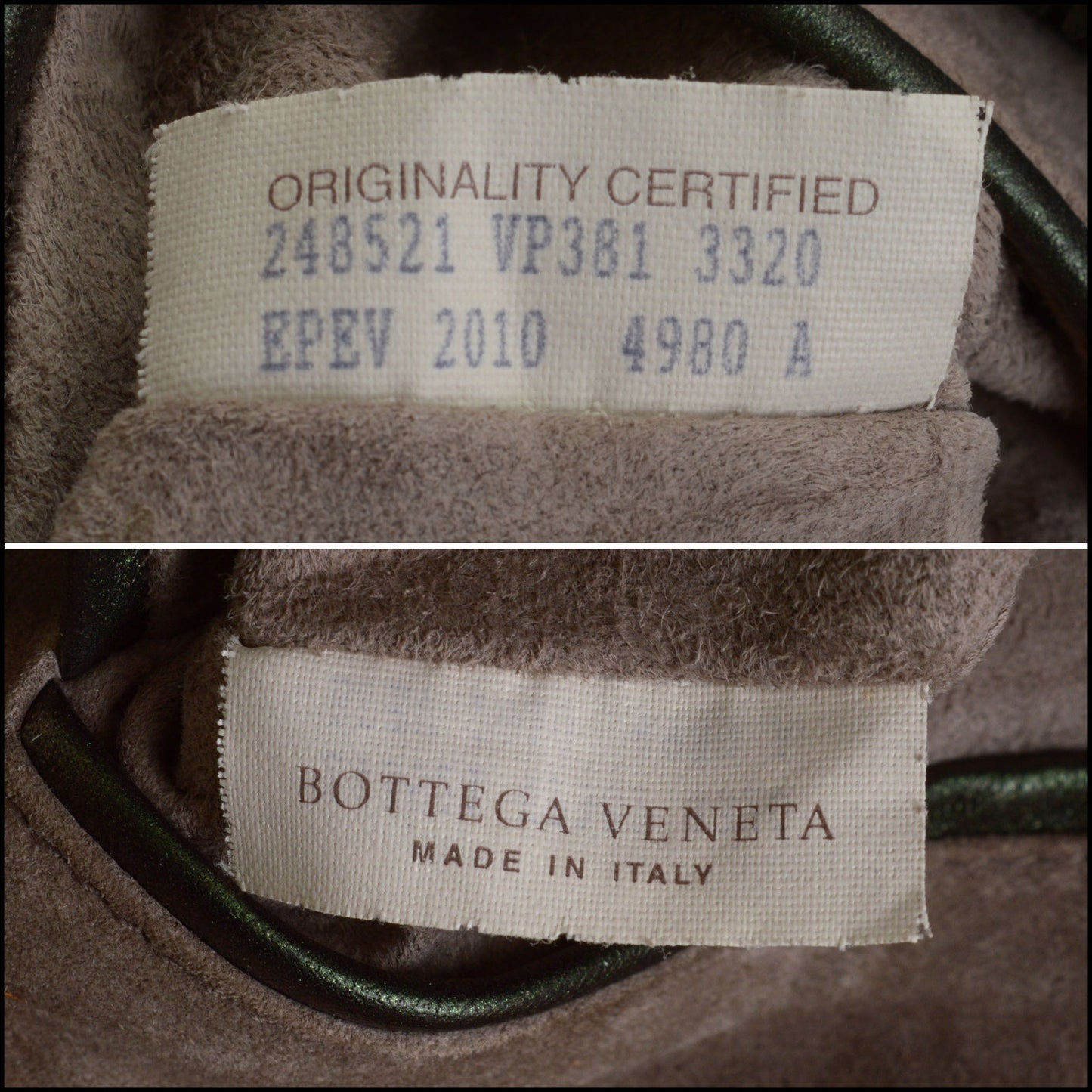 RDC14492 Bottega Veneta Metallic Green Lambskin Double Pocket Bag